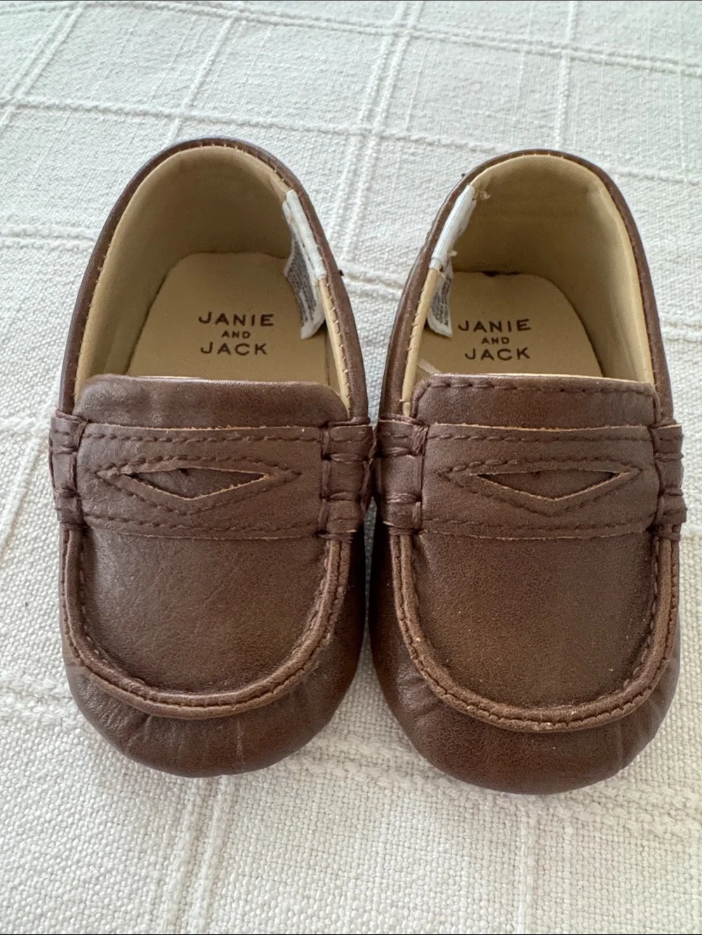 Janie and Jack Brown Leather Moccasin Baby Shoes